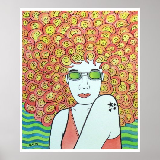 Groovy Redhead Ginger Meisje Poster (Voorkant)