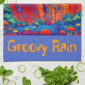 Groovy Regen Retro Stijl Theedoek (Gevouwen)