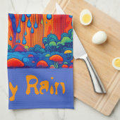 Groovy Regen Retro Stijl Theedoek (Quarter Fold)