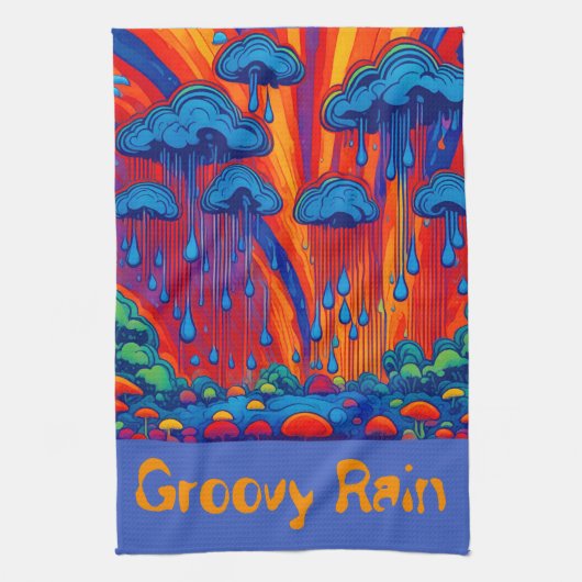 Groovy Regen Retro Stijl Theedoek (Verticaal)