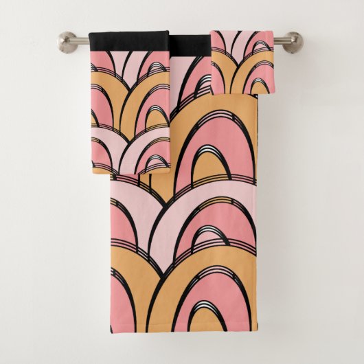 Groovy Regenbogen Oranje Roze Patroon Bad Handdoek (Insitu)