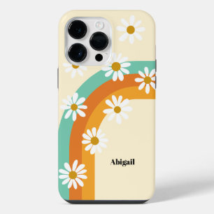Groovy Regenboog 1970s Stijl Boho Madeliefje Perso iPhone 14 Pro Max Hoesje