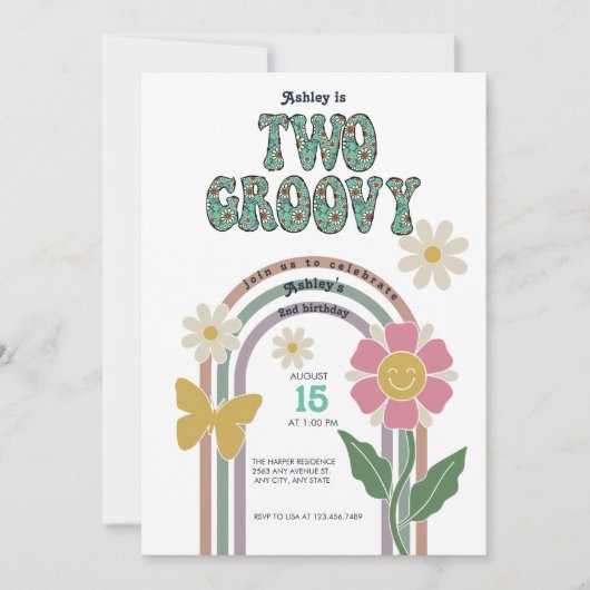 Groovy Regenboog | 2e Verjaardag Kaart (Voorkant)