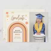 Groovy Regenboog Afstudeer Uitnodiging (Voorkant / Achterkant)