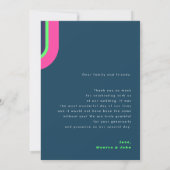 Groovy Regenboog Arch Hot Roze & Groen Retro bruil Bedankkaart (Achterkant)