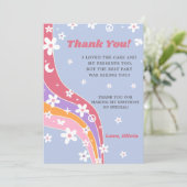 Groovy Regenboog Bloemige Dankkaart Kaart (Staand voorkant)