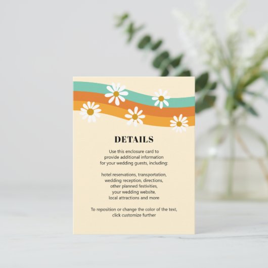 Groovy Regenboog jaren '70 Stijl Boho Daisy Bruilo Informatiekaartje (Staand voorkant)