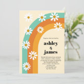 Groovy Regenboog jaren '70 Stijl Boho Daisy Bruilo Kaart (Staand voorkant)