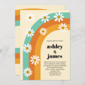 Groovy Regenboog jaren '70 Stijl Boho Daisy Bruilo Kaart (Voorkant / Achterkant)