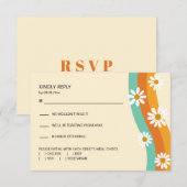 Groovy Regenboog jaren '70 Stijl Boho Daisy Bruilo RSVP Kaartje (Voorkant / Achterkant)