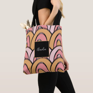 Groovy Regenboog Patroon Oranje Roze   Tote Bag