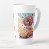 Groovy Regenboog Retro 70s Boho Flower Power Latte Mok (Rechterhoek)
