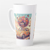 Groovy Regenboog Retro 70s Boho Flower Power Latte Mok (Linkerhoek)