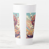 Groovy Regenboog Retro 70s Boho Flower Power Latte Mok (Voorkant)