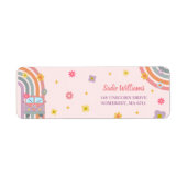 Groovy Regenboog Retro Daisy Verjaardagsfeest Etiket (Voorkant)