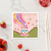 Groovy Regenboog Retro Verjaardagsfeest Servet (Insitu)