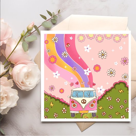 Groovy Regenboog Retro Verjaardagsfeest Servet