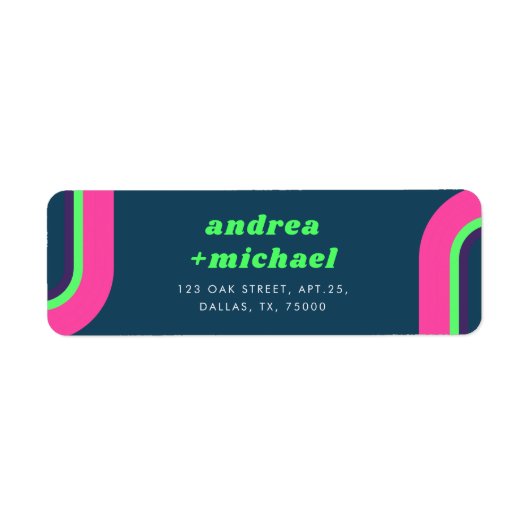 Groovy regenboog roze Blauwgroen limoen groen retr Etiket (Voorkant)