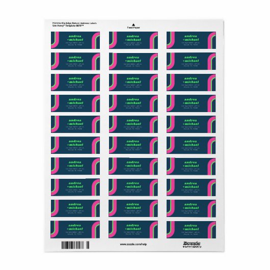 Groovy regenboog roze Blauwgroen limoen groen retr Etiket (Full Sheet)