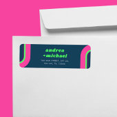 Groovy regenboog roze Blauwgroen limoen groen retr Etiket