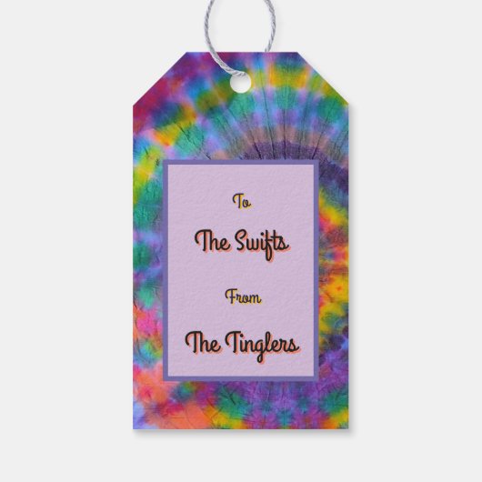 Groovy Regenboog Tie-dye  Cadeaulabel (Achterkant)