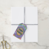 Groovy Regenboog Tie-dye  Cadeaulabel (Met Touw)