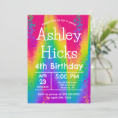 Groovy Regenboog Tie Dye Kinderverjaardagsfeestje  Kaart (Staand voorkant)