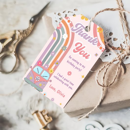 Groovy regenboog verjaardagsfeestje dank u cadeau  cadeaulabel