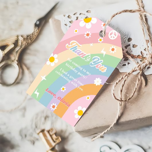 Groovy regenboog verjaardagsfeestje dank u cadeau  cadeaulabel