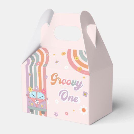 Groovy Regenboog Verjaardagsfeestje Favor Box Bedankdoosjes (Voorkant Zijde)