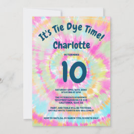 Groovy regenboogdas kleurstof 10e verjaardagsfeest kaart