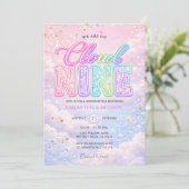 Groovy Regenwolk Nine Glitter Geslacht Reveal Kaart (Staand voorkant)