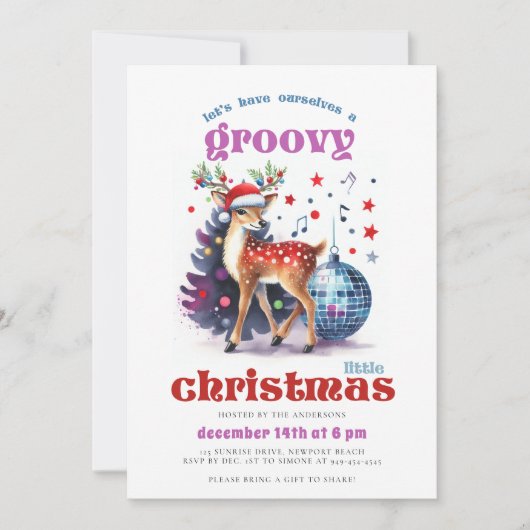 Groovy Rendier Disco Ball Grappig Kerstfeest Kaart (Voorkant)