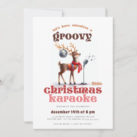 Groovy Rendier Karaoke Grappig Kerstfeest Kaart (Voorkant)