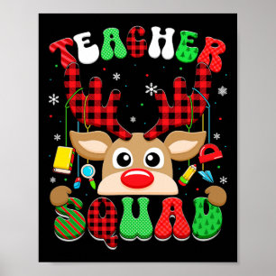 Groovy Rendier Teacher Squad Kerst Xmas Mannen Poster