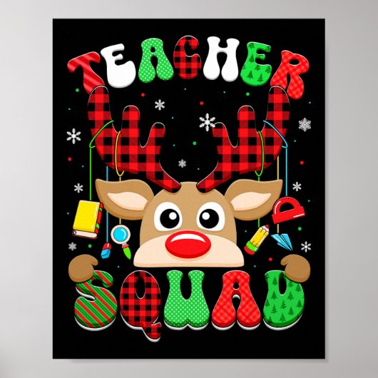 Groovy Rendier Teacher Squad Kerst Xmas Mannen Poster (Voorkant)
