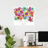Groovy Rerto Flower Head Poster (Thuiskantoor)