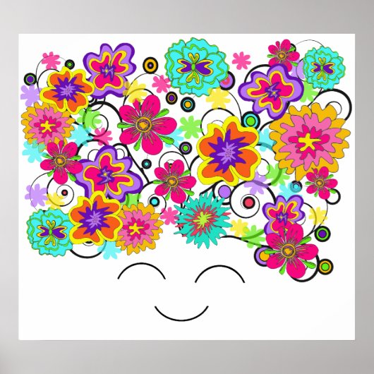 Groovy Rerto Flower Head Poster (Voorkant)