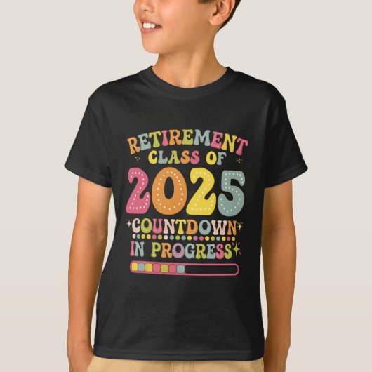 Groovy Retirement Cl Of 2025 Teacher Countdown Loa T-shirt (Voorkant)