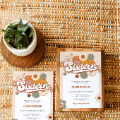 Groovy Retro 16e verjaardagsfeestje Kaart