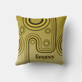 Groovy Retro 1960s Linear Design Geel en Zwart Kussen (Achterkant)