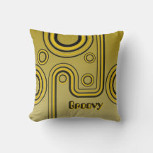 Groovy Retro 1960s Linear Design Geel en Zwart