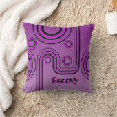 Groovy Retro 1960s Linear Design Paarse en roze Kussen (Deken)