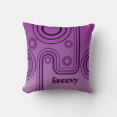 Groovy Retro 1960s Linear Design Paarse en roze Kussen (Voorkant)