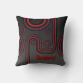 Groovy Retro 1960s Linear Design Sinaasappel en zw Kussen (Achterkant)