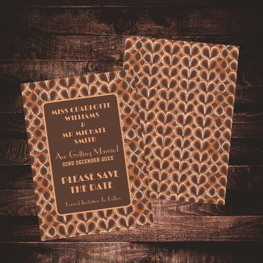 Groovy Retro 1970's bruine en Oranje bruiloft Save The Date