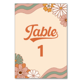 Groovy Retro 1970s Daisy Bloemen Tafelnummer