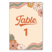 Groovy Retro 1970s Daisy Bloemen Tafelnummer (Voorkant)