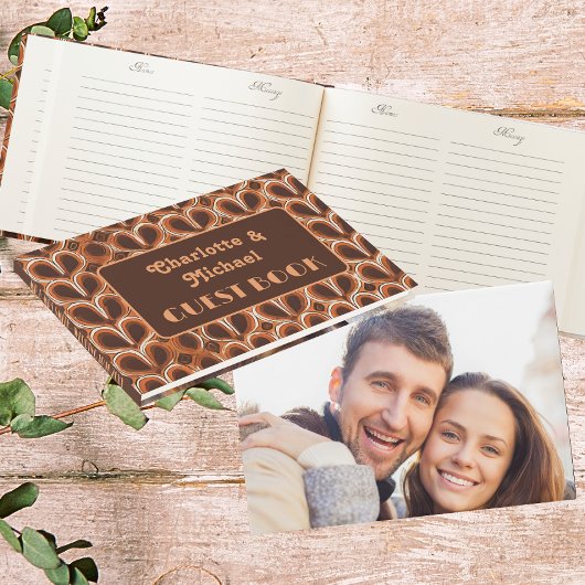 Groovy Retro 1970s Patroon | Foto Bruiloft Gastenboek