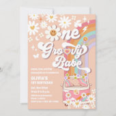 Groovy Retro 1e Verjaardagsuitnodiging Kaart (Voorkant)